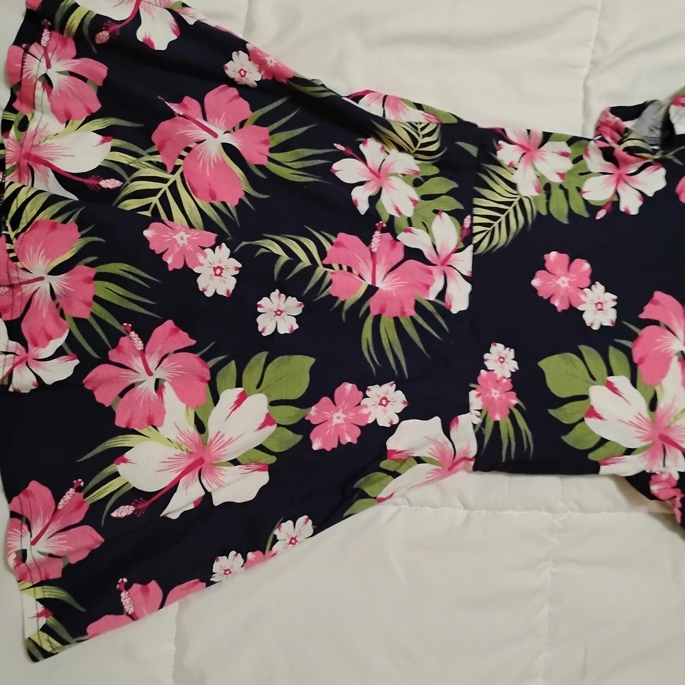 The Children's Place Floral Dress - Pink and Green on Navy